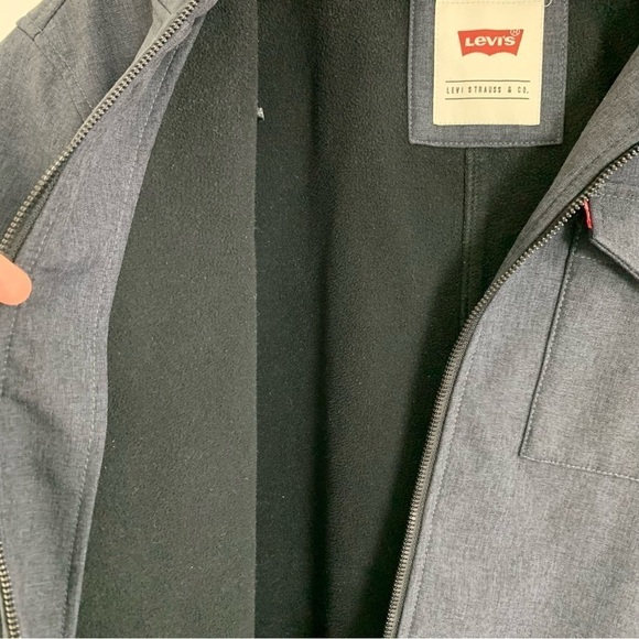Levi’s Fleece Lined Hooded Trucker Jacket Mens XXL Navy Blue - Picture 4 of 16